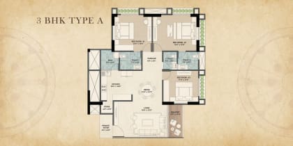 3 BHK Type A floor plan