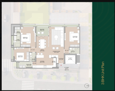 3 BHK Flat floor plan