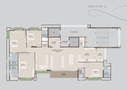 4 BHK Type B floor plan