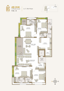 4 B2HK – Type A  Floor: 3rd, 7th & 11th Floor floor plan