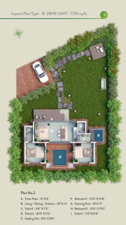 2 BHK Type B – 1,755 sq.ft. floor plan