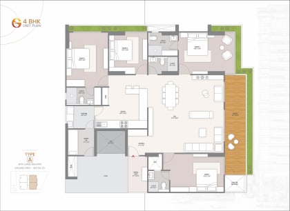 4 BHK Type A floor plan