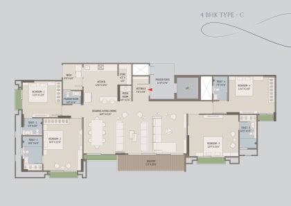 4 BHK Type C floor plan
