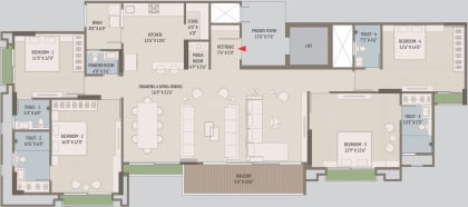 3 BHK floor plan