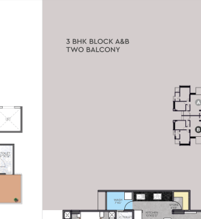 3 BHK – Two Balcony floor plan
