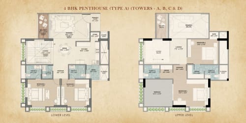 4 BHK Penthouse Type A floor plan