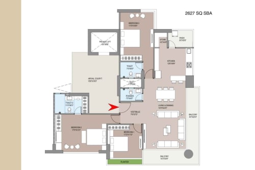 3 BHK Simplex floor plan