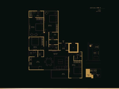 4 BHK Type D floor plan