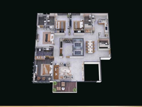 4 BHK Type D floor plan
