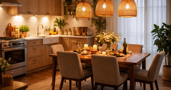 Thắp sáng góc bếp và bàn ăn