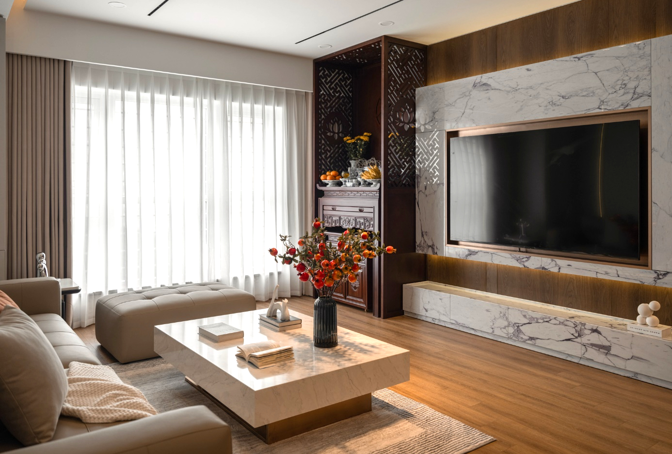 Cách chọn màu nội thất phòng khách hài hòa với khí hậu và phong thủy- Ảnh 1.