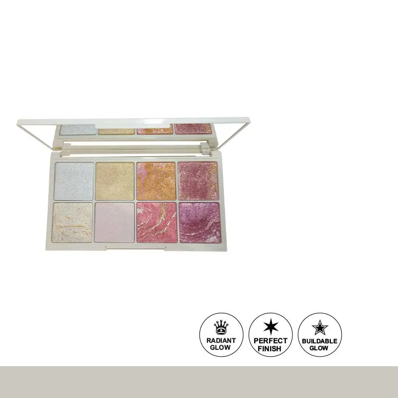 Glamorous Face 8 Colour Teracotta Blush & Shimmer Highlighter Kit (2 Groups) — view 2
