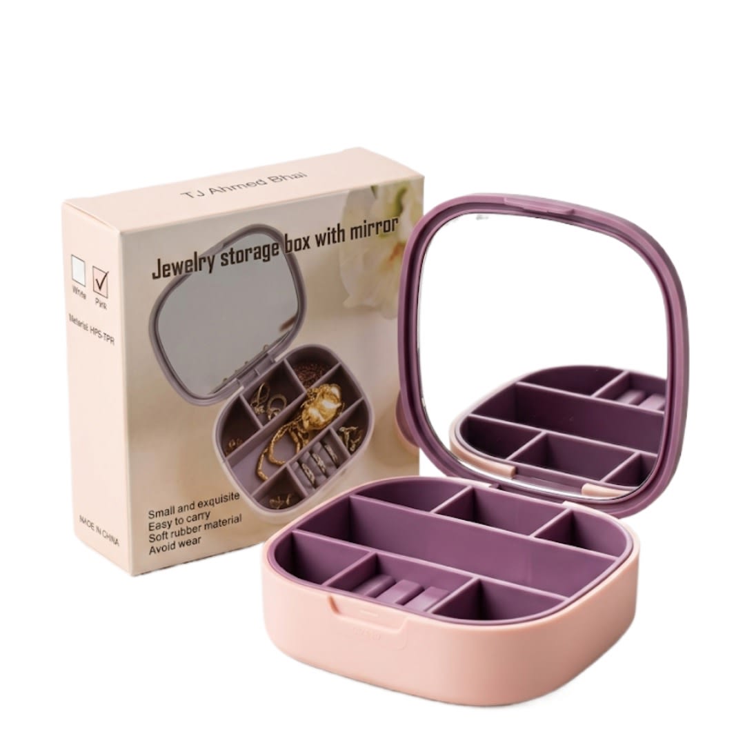 Portable Jewelry Storage Box With Mirror — view 1