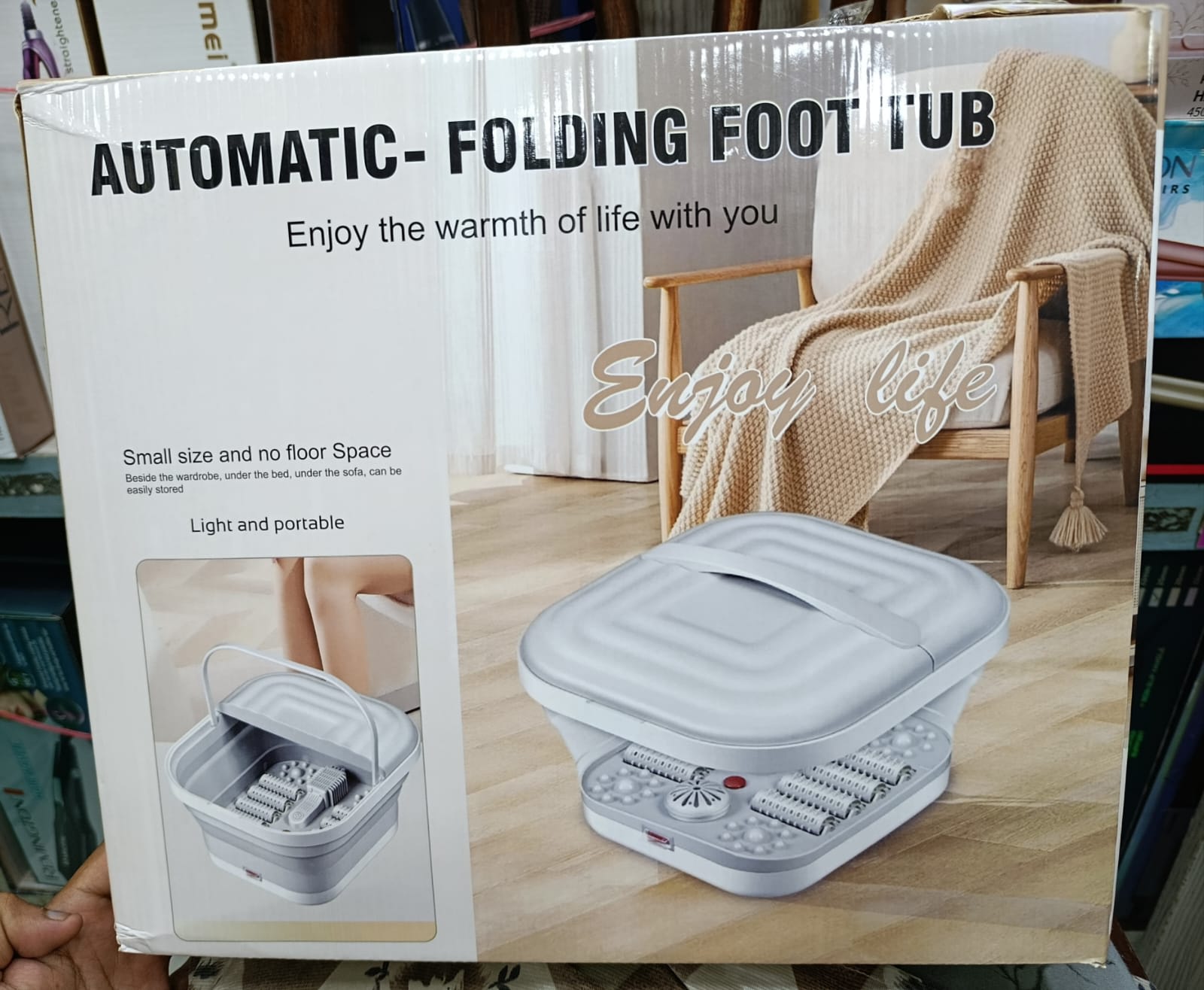 Automatic Foldable Foot Spa Tub with Massage Rollers — view 1