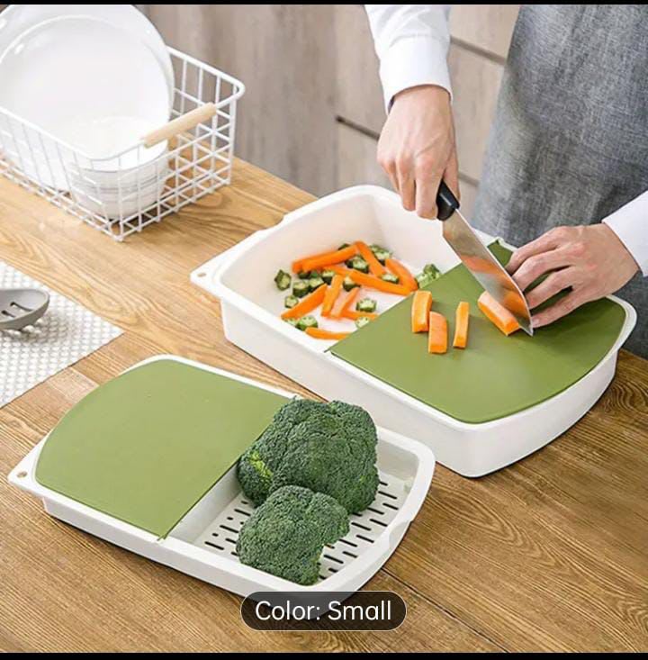 3in1 Table Hanging Chopper Cutter Board with 2 Portions and Drainage Basket (Mix/Random colour) — view 1