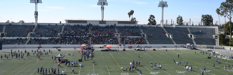 Overhead view of a college football showcase