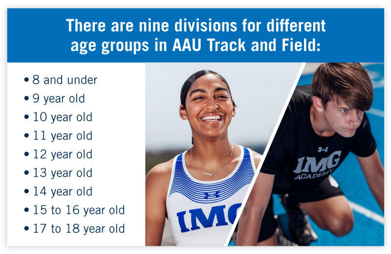 The 9 age division of AAU track and field