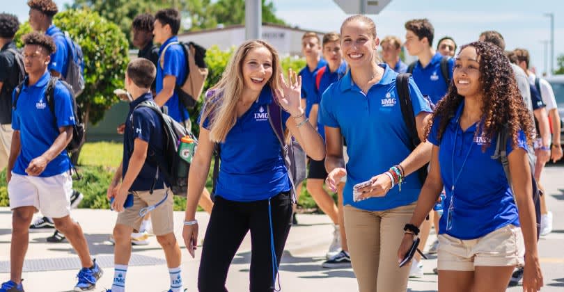 student-athletes walking to class