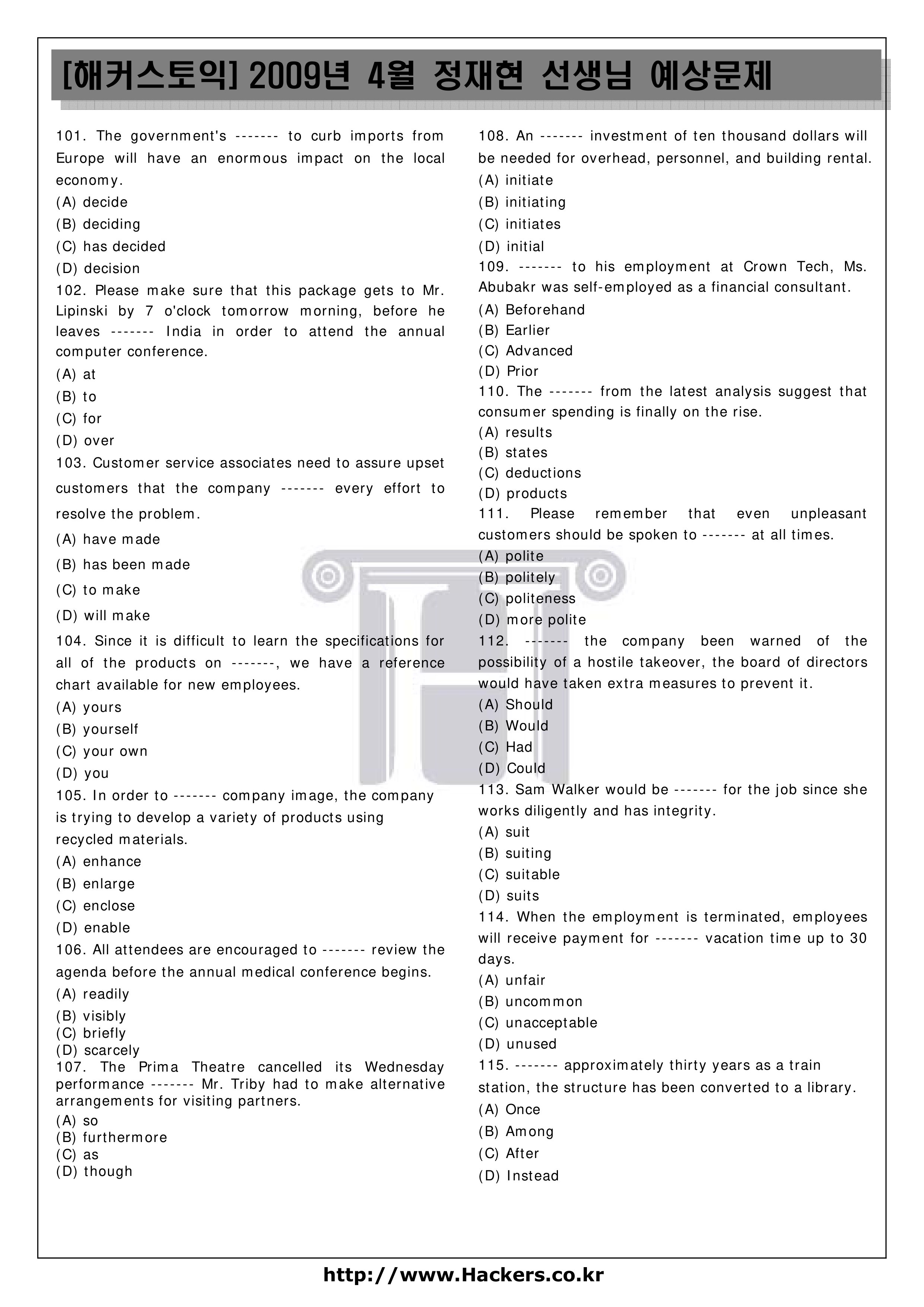 ĐỀ THI TOEIC SỐ 34 pdf
