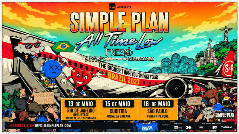Simple Plan anunciam turnê no Brasil com convidados de peso em maio de 2027