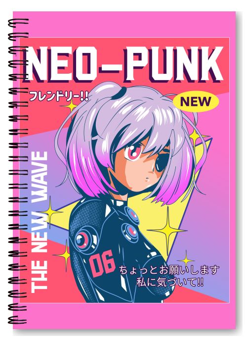 Neo Punk Anime Girl - A5 Notebook - Frankly Wearing Neo Punk Anime Girl - A5 Notebook - Frankly Wearing