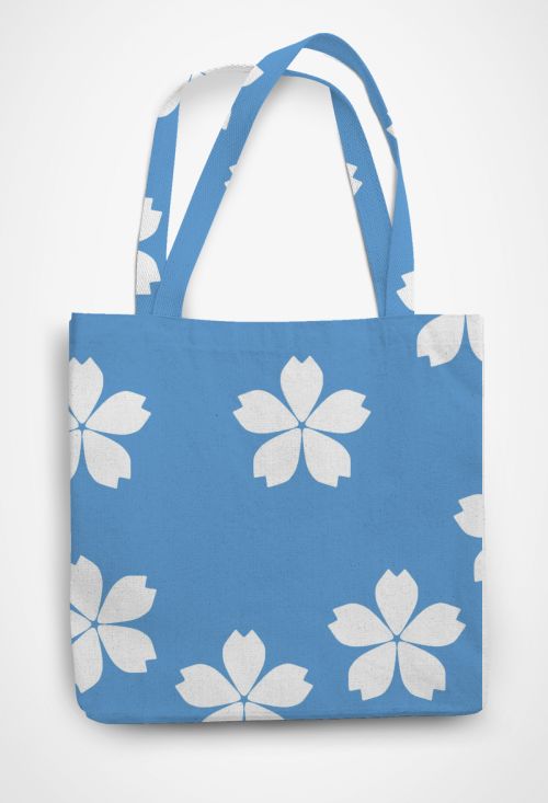 White flowers  Patterned Tote Bag