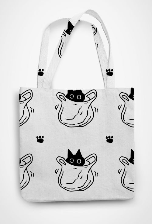 Cat in a bag Patterned Tote Bag