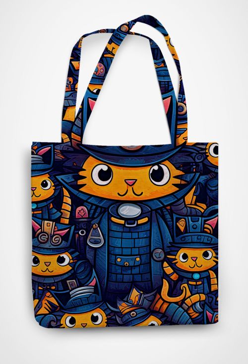 Meow Army  Patterned Tote Bag