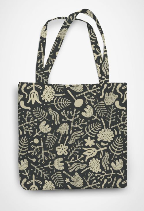 leaves and flowers Patterned Tote Bag