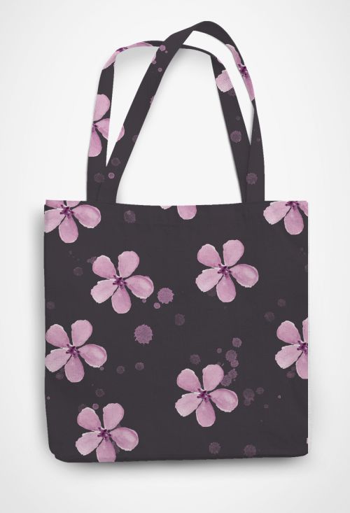 Dark Bloom Patterned Tote Bag
