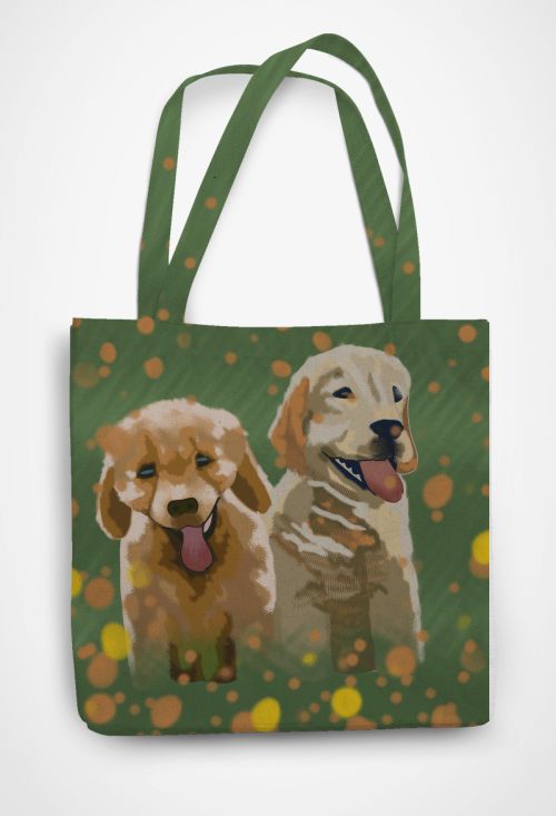 Golden retriever puppies Patterned Tote Bag