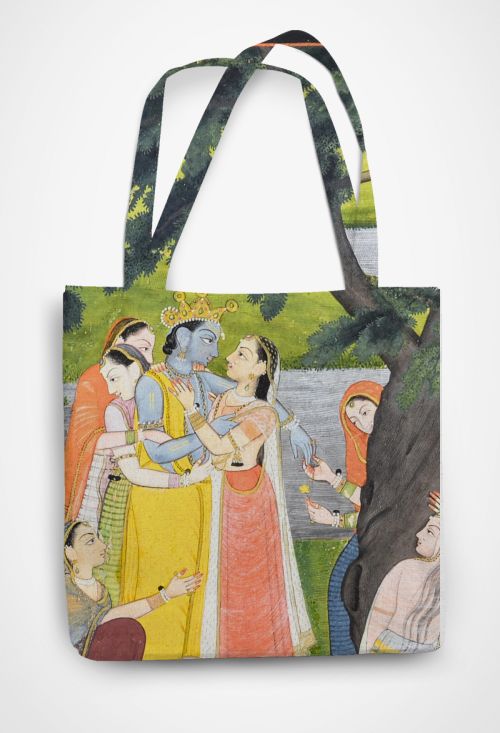 Lovers of Krishna Patterned Tote Bag