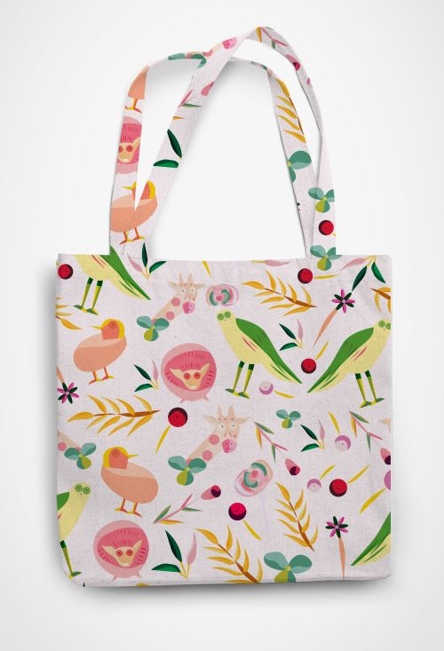 Mixed wildlife theme Patterned Tote Bag