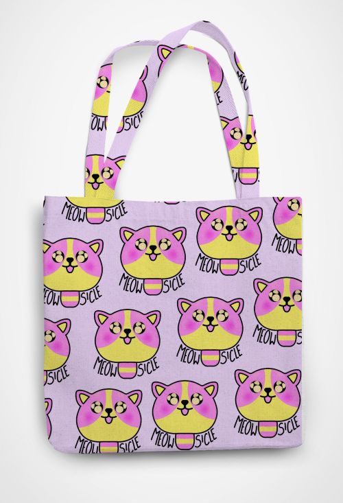 Meowsicle  Patterned Tote Bag