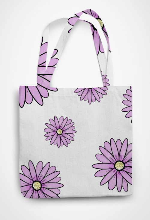 Pink Flowers Patterned Tote Bag