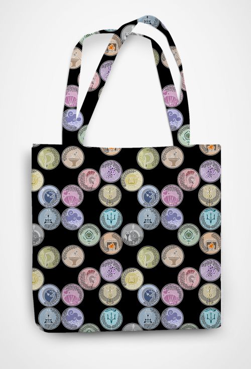 Percy Jackson Greek Gods badge Patterned Tote Bag