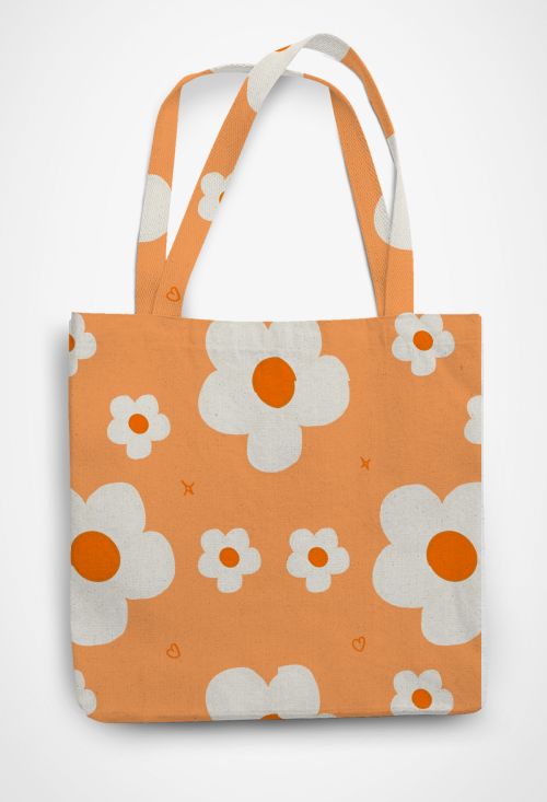 Retro Blossom Vibes Patterned Tote Bag