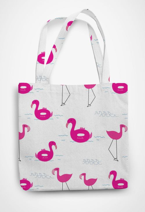 Pink Flamingo  Patterned Tote Bag