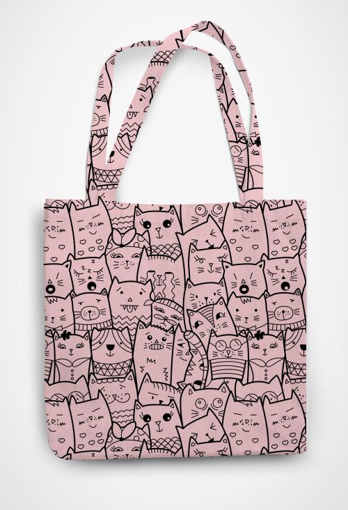 Doodle cats expressions Patterned Tote Bag