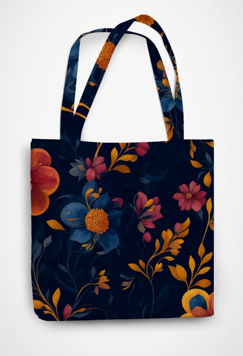 Artistic Flowers Patterned Tote Bag