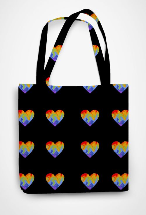 Rainbow hearts Patterned Tote Bag