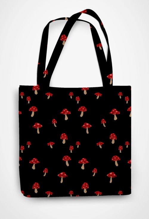 red shrooms Patterned Tote Bag