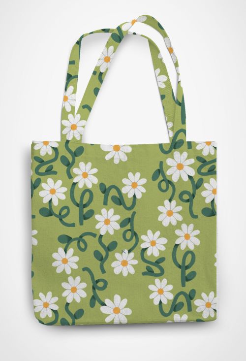 Daisy Dance Patterned Tote Bag