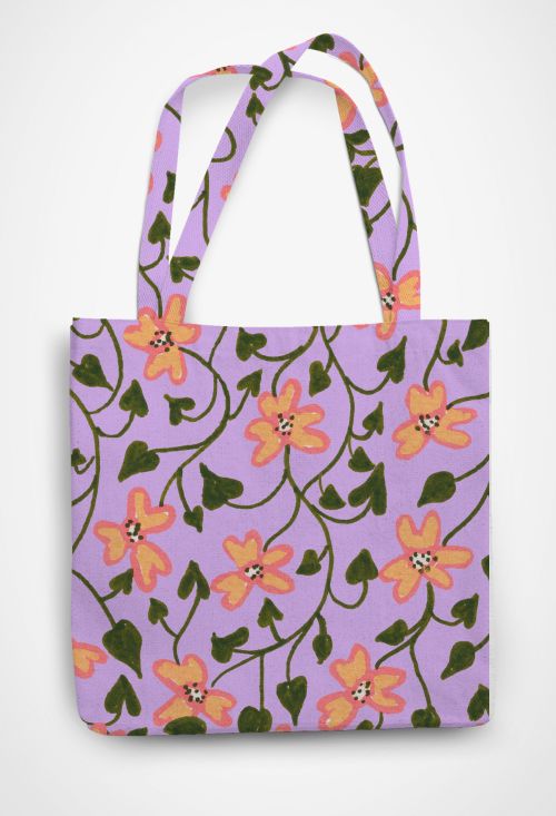 Purple Aesthetic florals Patterned Tote Bag