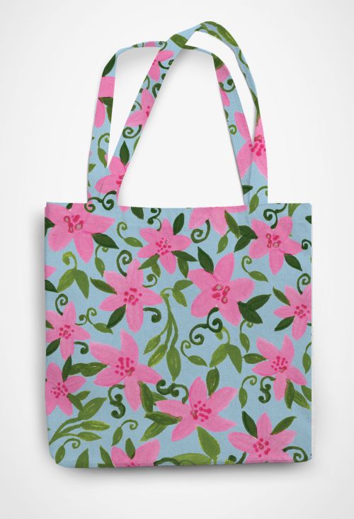 Pink blossom Florals Patterned Tote Bag