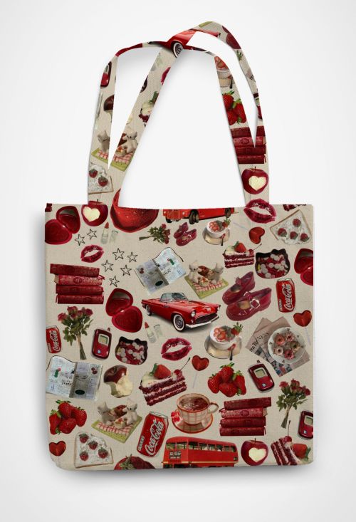 red Patterned Tote Bag