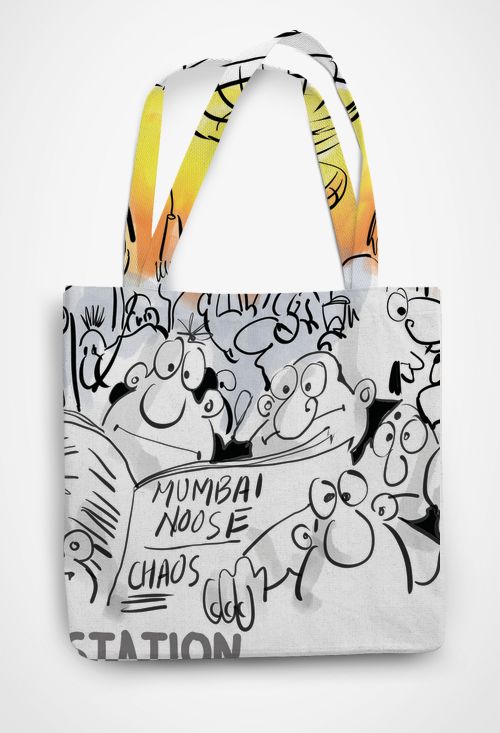 Mumbai rush Patterned Tote Bag