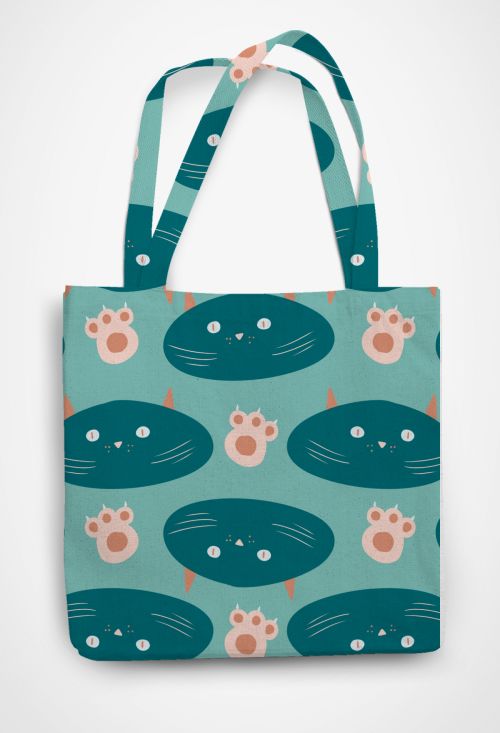 Cats and paws pattern design  Patterned Tote Bag