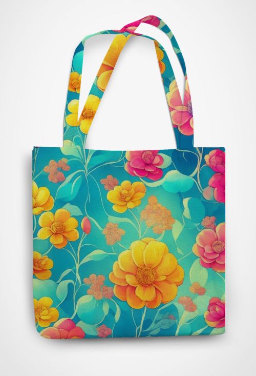 Serene Flowers Pattern Patterned Tote Bag