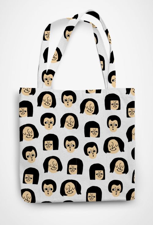 FACES PRINT  Patterned Tote Bag